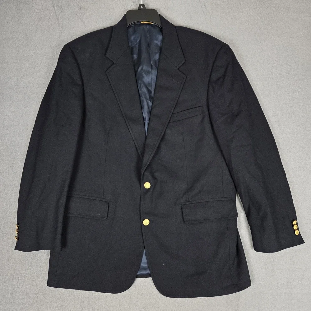 VTG Brooks Brothers Blazer Mens 43R Brooksease Gold Button Wool Coat USA *READ